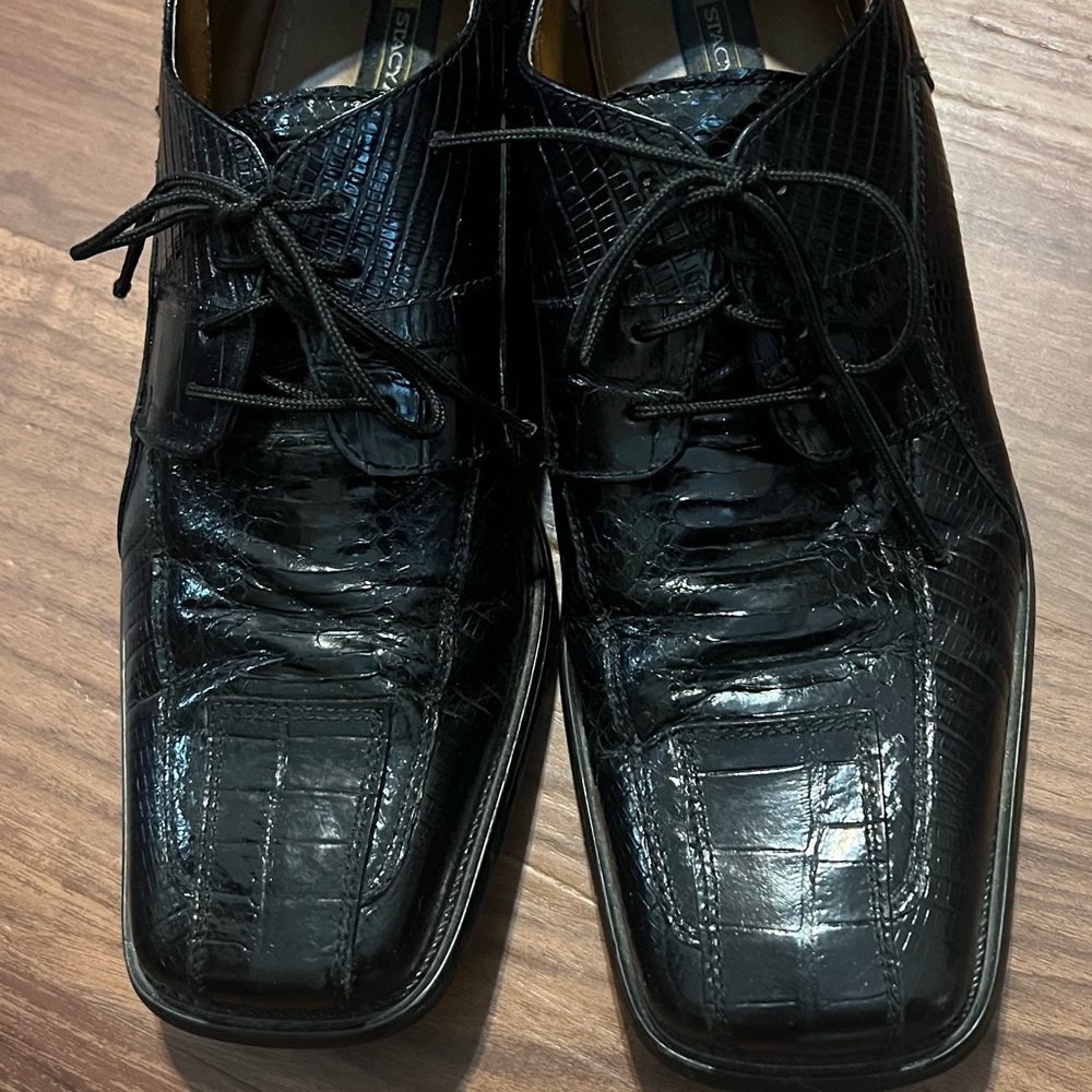 Stacy Adams Black Crocodile Texture Oxfords